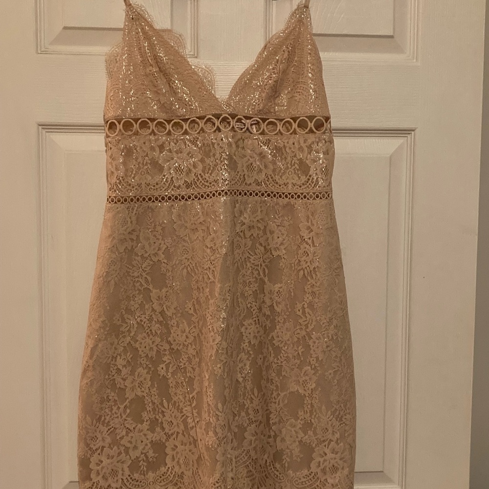 Elegant Lace Dress in Nude